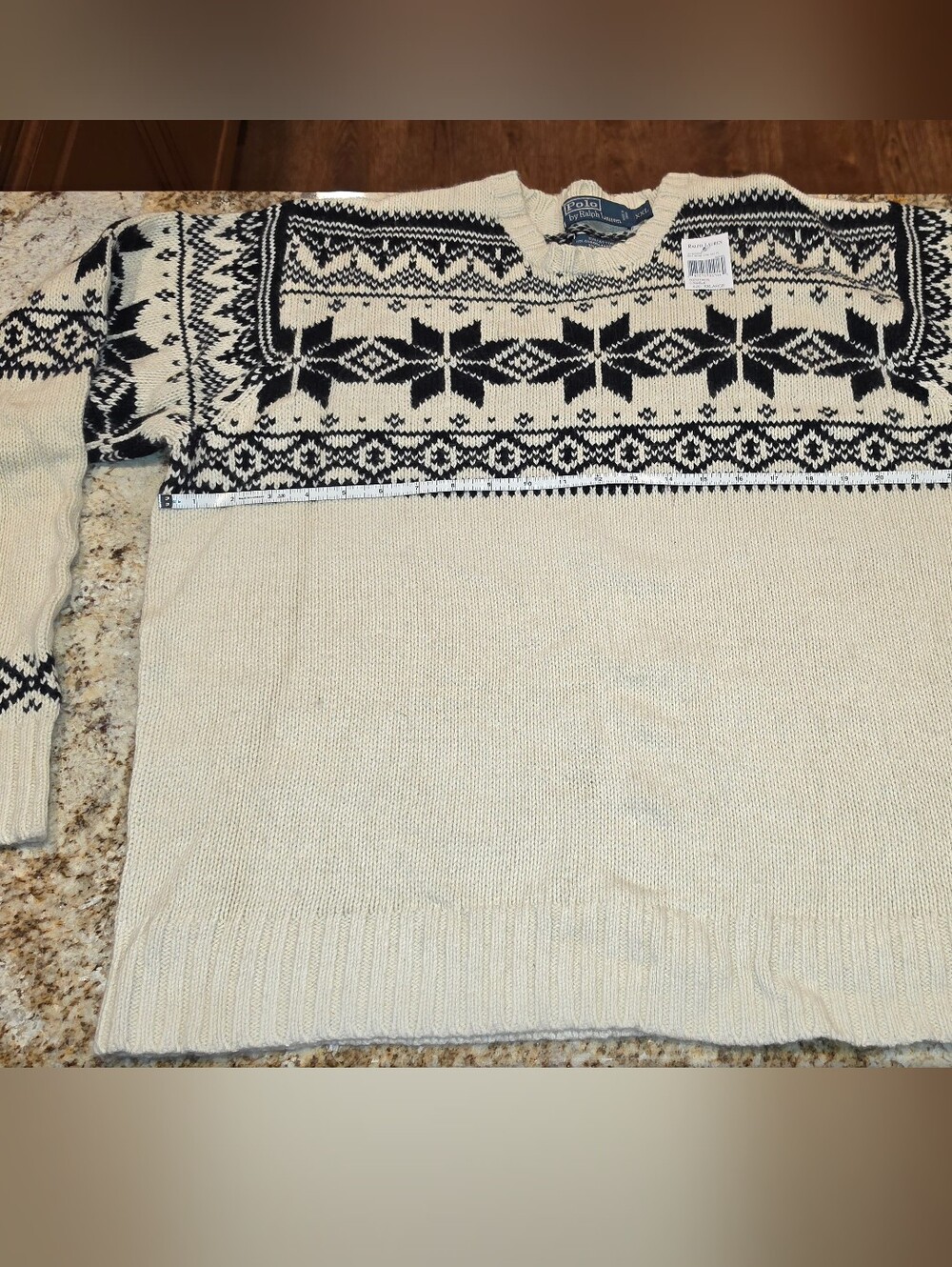 Polo by Ralph Lauren Cream and Black Fair Isle Crewneck Sweater